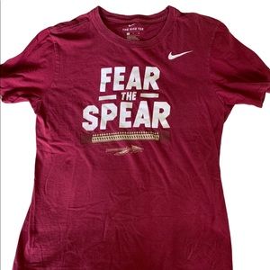Nike FSU Florida State U Fear The Spear Red and White Short Sleeves Size Small